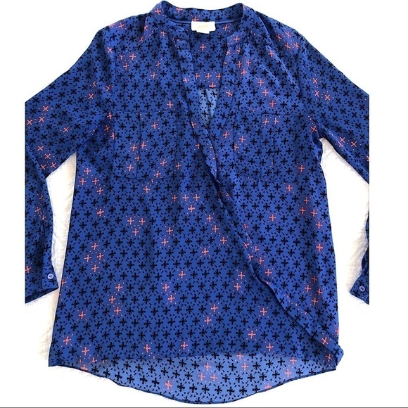 Maeve Anthropologie High Low Crossbody Blue Top - Picture 5 of 5